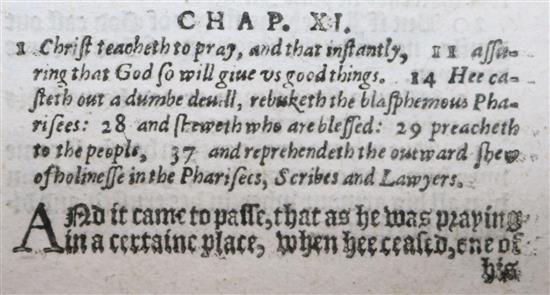 A King James I bible 1613-18, imprinted at London by Robert Barker, quarto, some losses